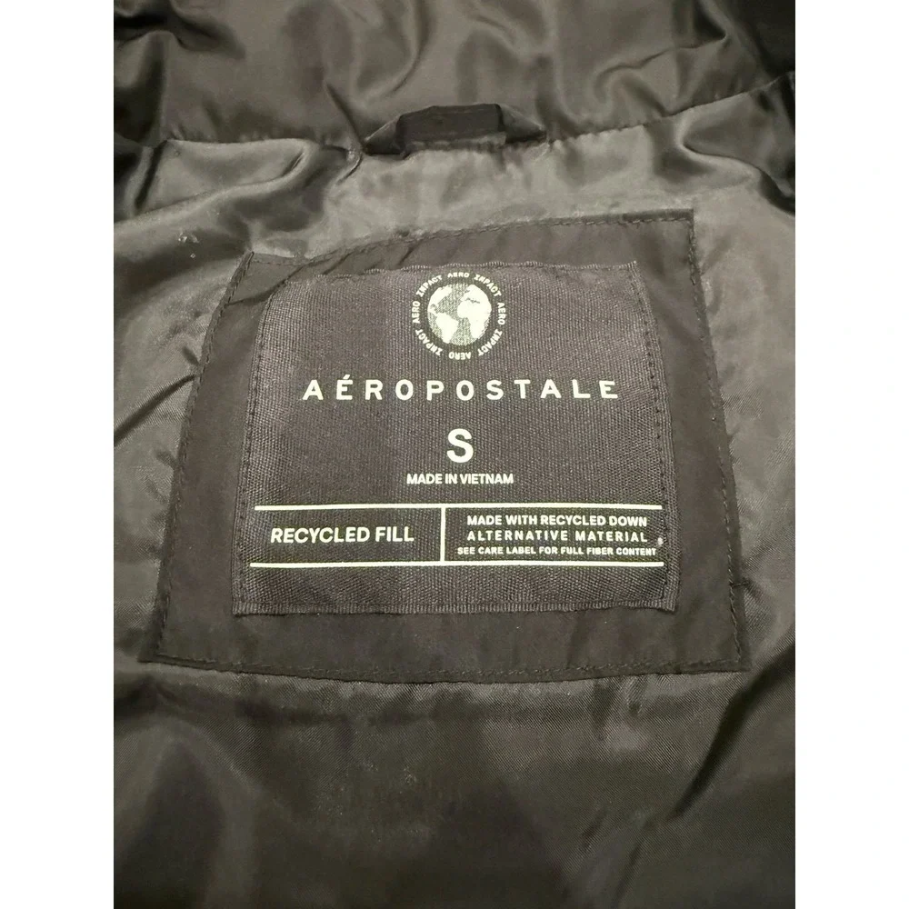 Aeropostale Black Quilted Heavyweight Puffer Vest Full Zip Size Small - Picture 4 of 13